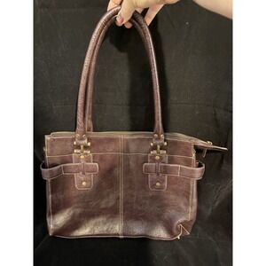 Giovanni Luigi Milano Purse Brown Satchel Shoulder Bag Brass Hardware